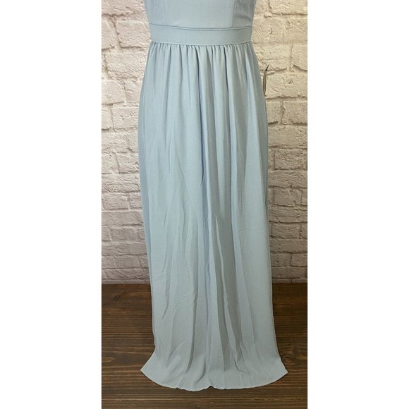 NEW Lulus XS Air of Romance Blue Halter Maxi Dress Bridesmaid Gown Dance 9046 - Picture 3 of 10